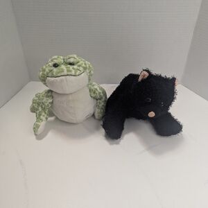 Webkinz Lot of 2: Spotted Frog (HM142) & Black Cat (HM135) Retired Plush No Code